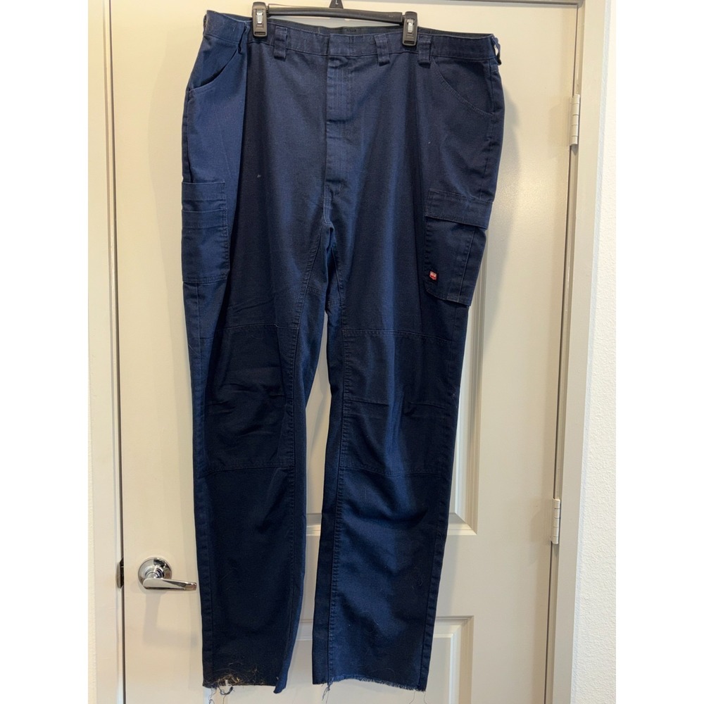 Red Kap Utility Uniform Pants Mens 50x37 Blue Double Knee Cargo Pockets Workwear